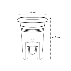 elho Aardbeienpot 33cm zwart – tekening met afmetingen